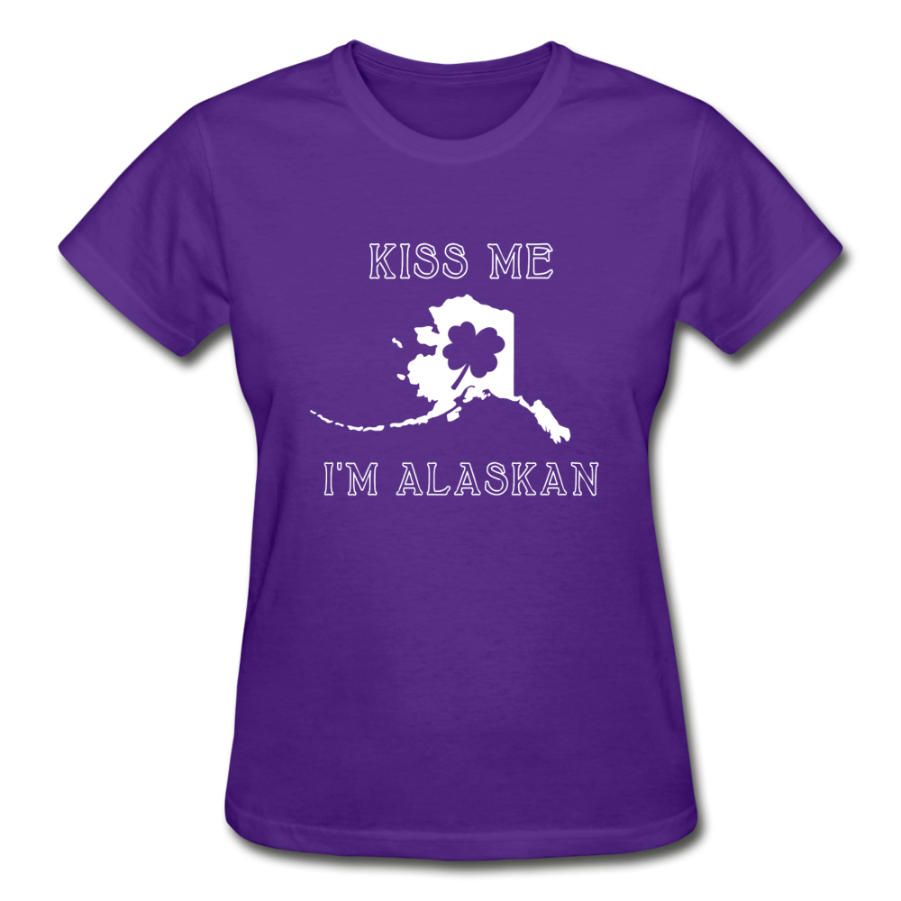 Kiss Me I'm Alaskan Women's Tee - purple