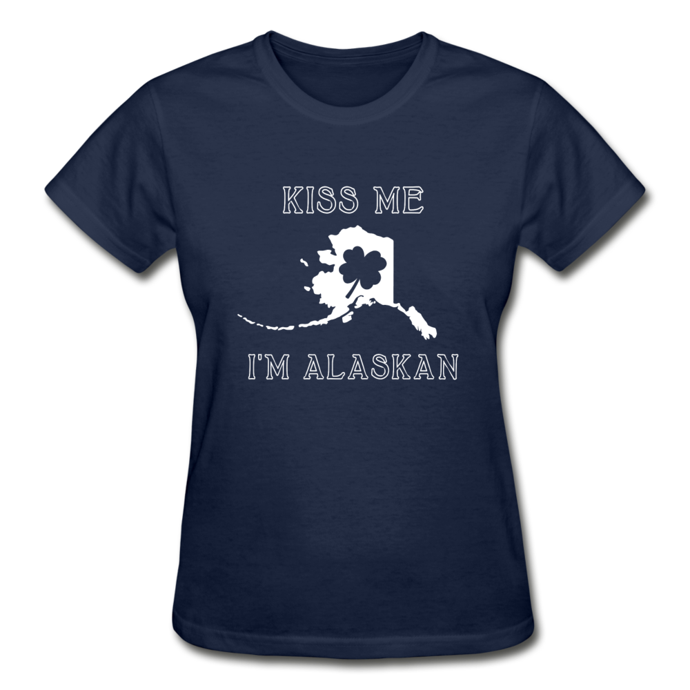 Kiss Me I'm Alaskan Women's Tee - navy