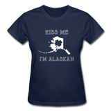 Kiss Me I'm Alaskan Women's Tee - navy