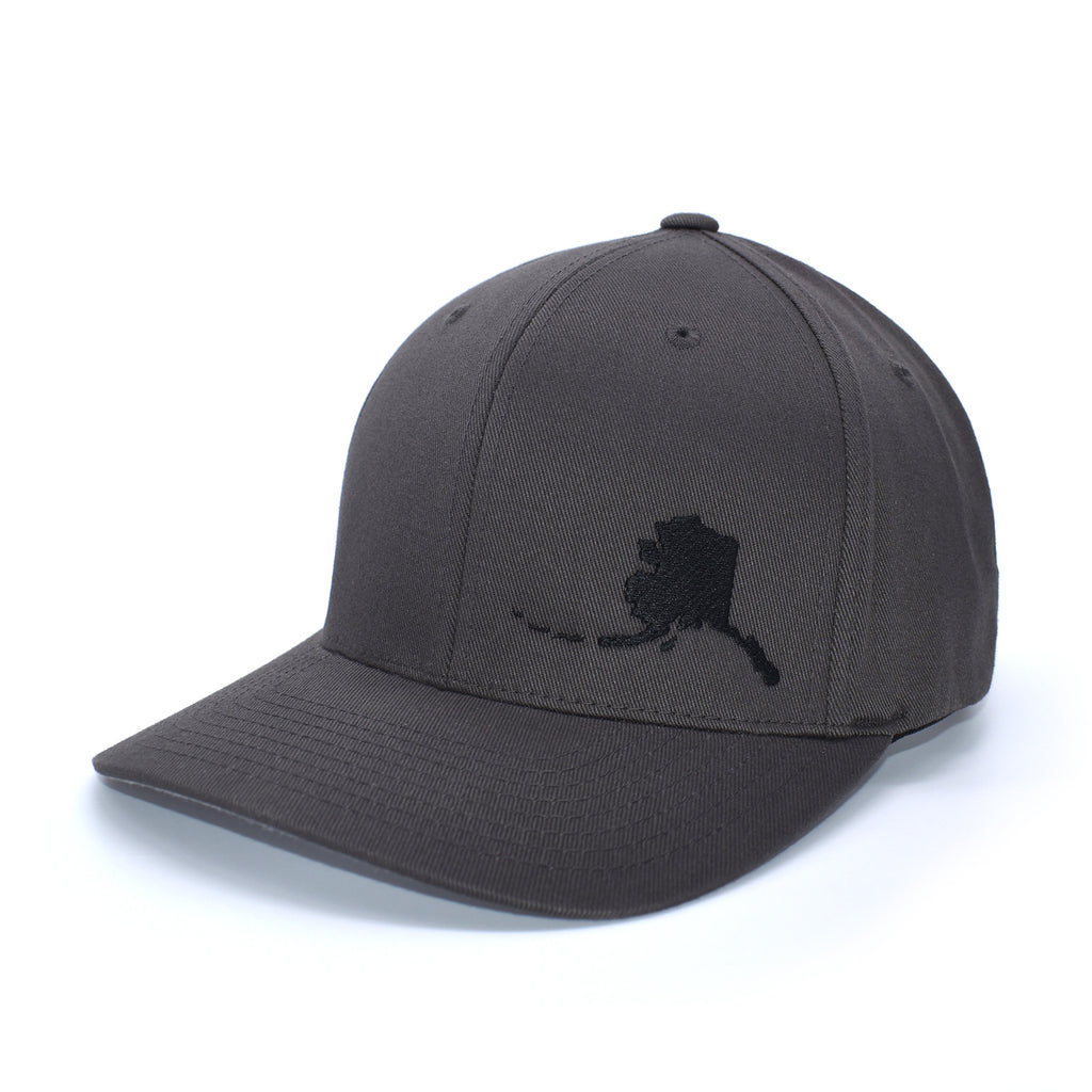 Alaska State Outline Flexfit Hat XL-2XL / Dark Grey