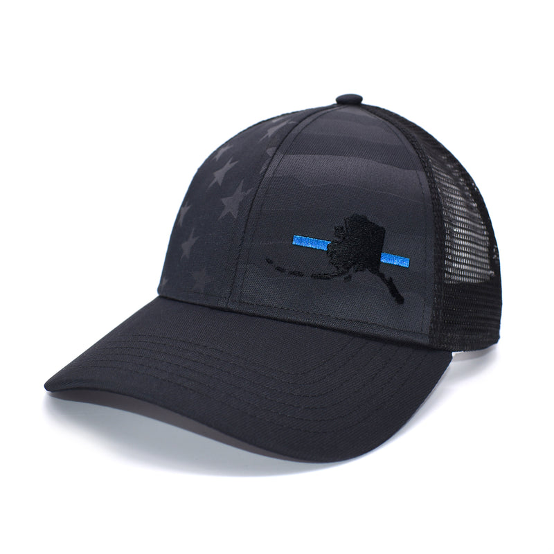Alaska State Outline Blue Line Police Support Hat