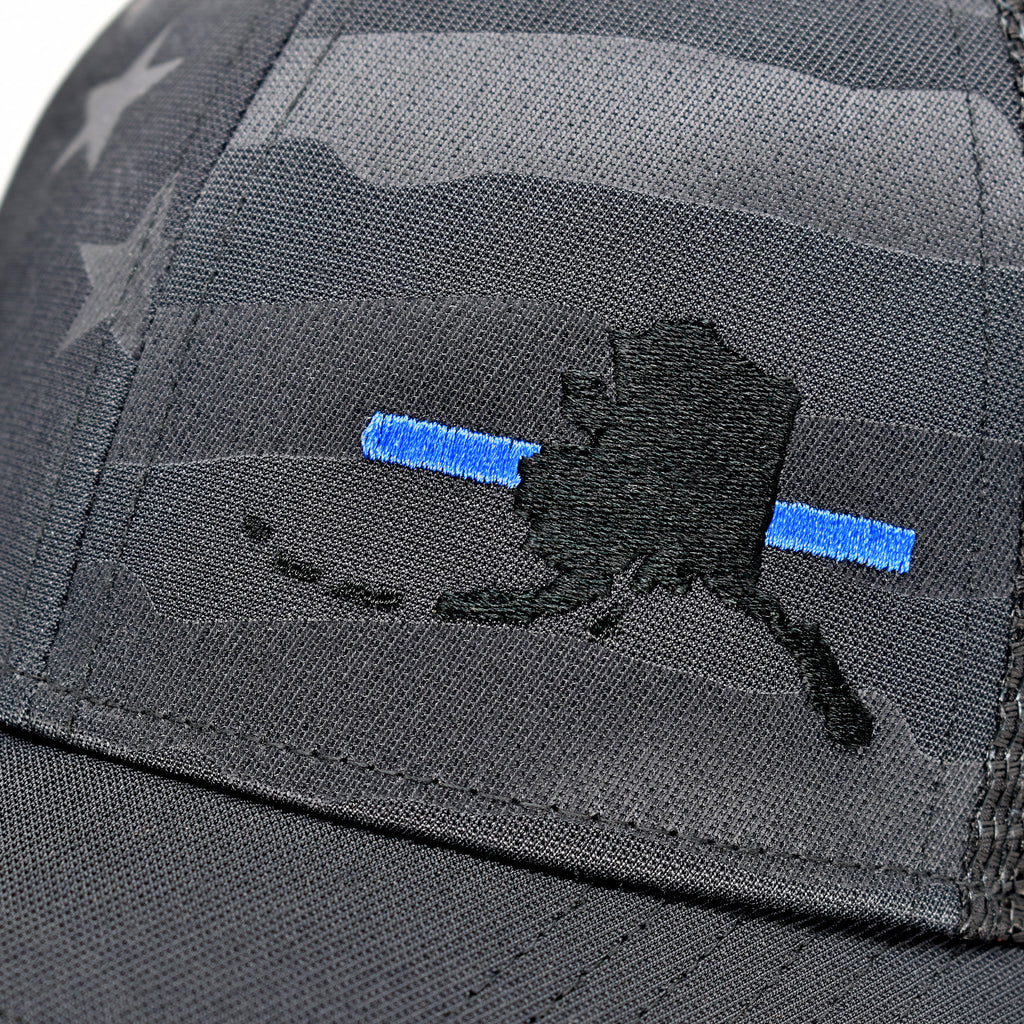 Alaska State Outline Blue Line Police Support Hat