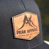 Peak Apparel Logo Leather Patch Hat - Black Flexfit