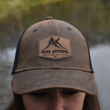 Peak Apparel Logo Leather Patch Hat - Brown/Black