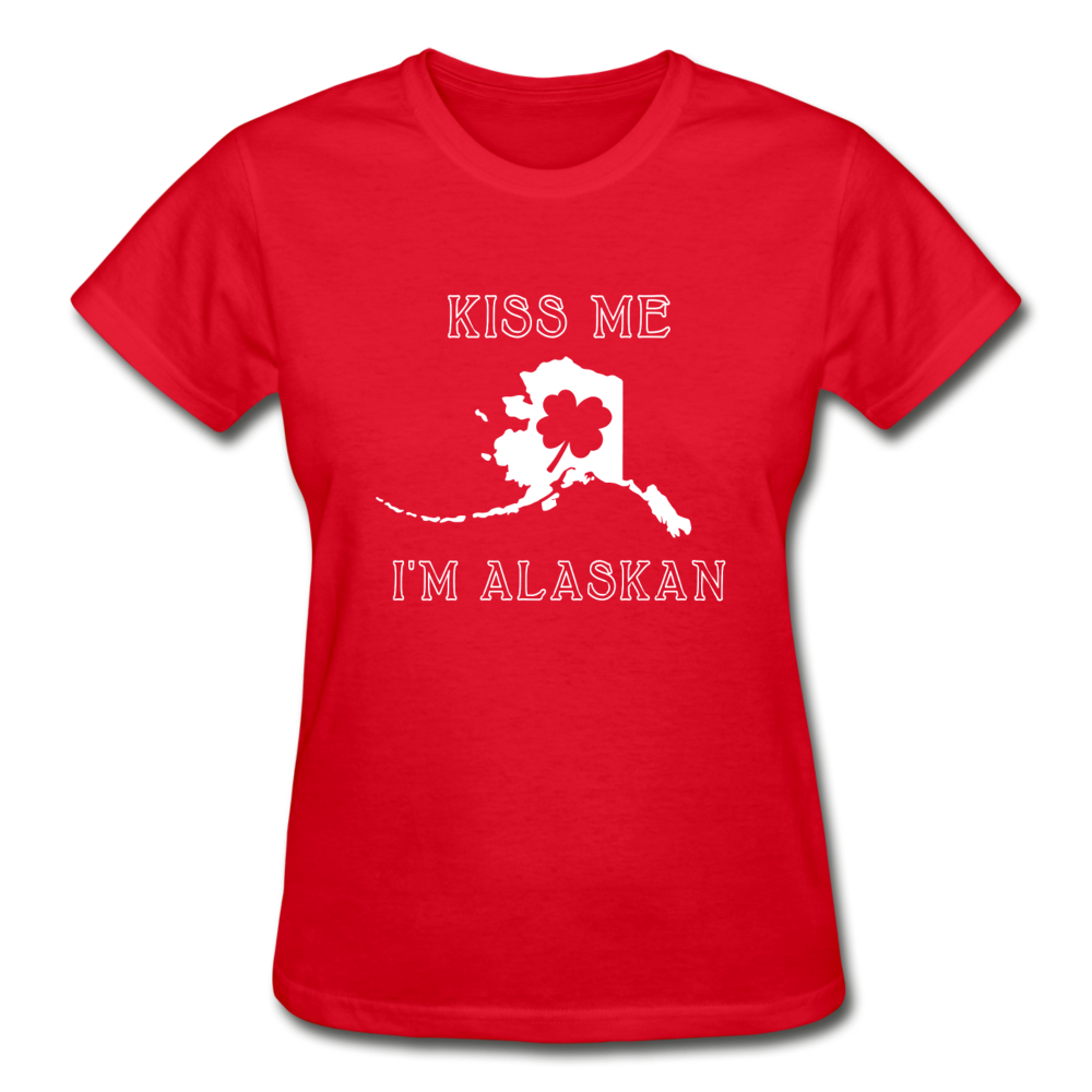 Kiss Me I'm Alaskan Women's Tee - red