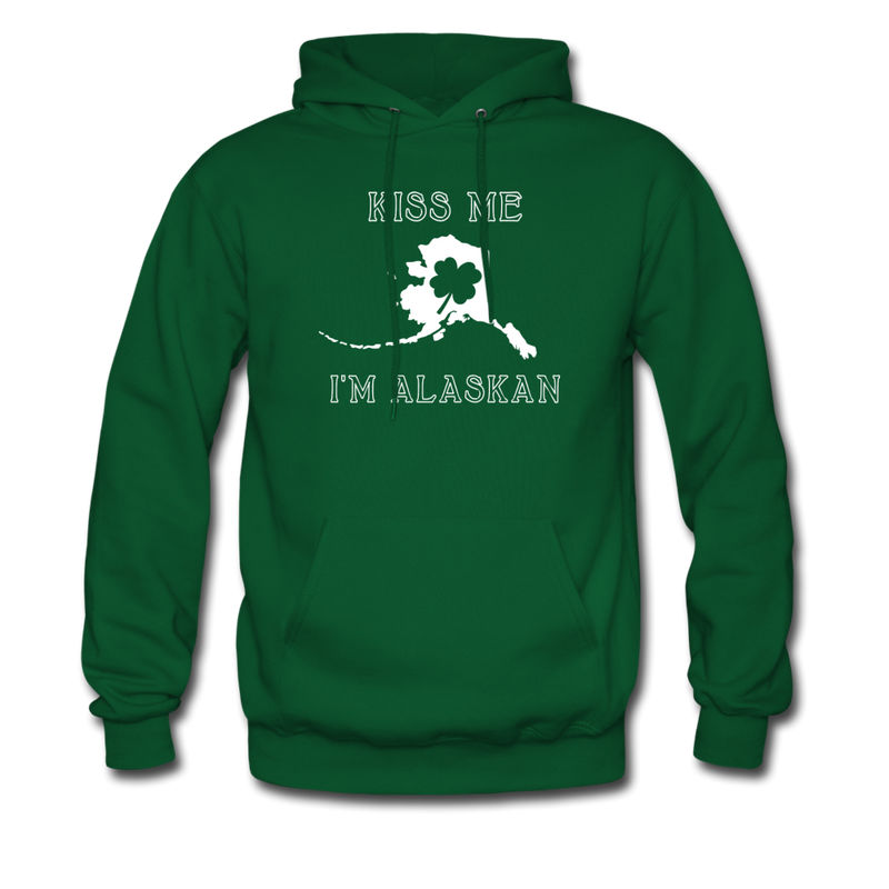 Kiss Me I'm Alaskan Unisex Hoodie - forest green